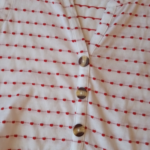 NWOT New Directions White Red Shark Bite Striped Tank Tunic - Picture 4 of 5